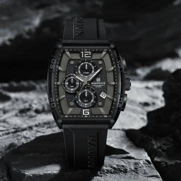 NAVIFORCE Men's Quartz Sports Casual Watch Silicone Strap Wristwatches Chronograph Waterproof Luminous Hands Man Auto Date Clock