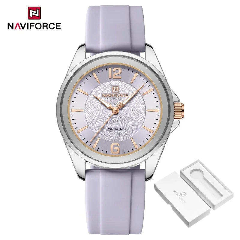 NAVIFORCE Luxury Sport Watch for Women Elegant Waterproof Wristwatch with Comfortable Silicone Strap Fashion Ladies Dress Clock