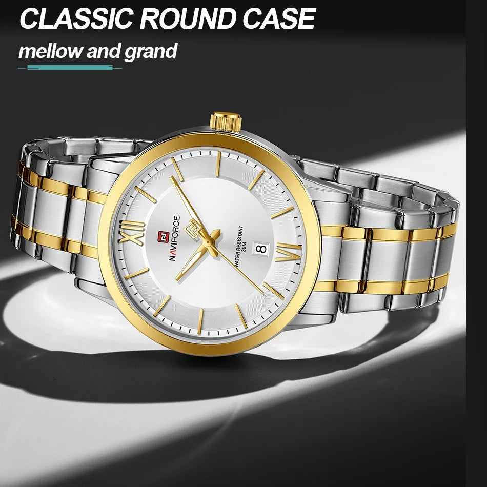 NAVIFORCE Original Watches for Men Military Sports Calendar Clock Luxury Waterproof Quartz Steel Strap WristWatch Reloj Hombre