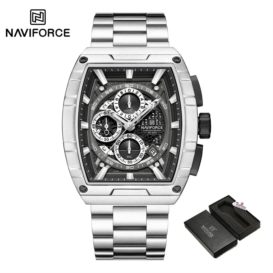 NAVIFORCE Man Watch Luxury Waterproof Stainless Steel Quartz Men's Watches Sports Auto Date Wristwatch Chronograph Simple Clocks