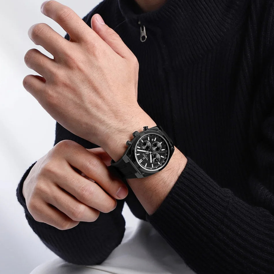 NAVIFORCE Waterproof Sport Watches for Men Military Multi-function Chronograph Wrist Watch Male Luxury Silica Strap Quartz Clock