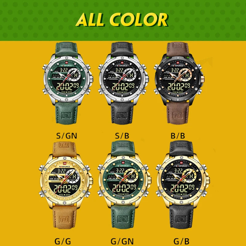 NAVIFORCE Quartz WristWatch For Men Luxury Brand Original Watch Casual Sports Chronograph Leather Waterproof Clock Package Gifts