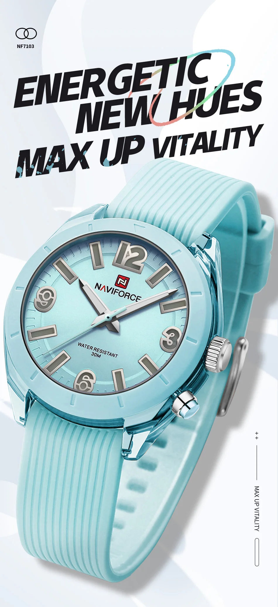 NAVIFORCE Women's Waterproof Watch Fashion Casual Luminous Display Quartz Wristwatch with Silicone Band Reloj Mujer High Quality