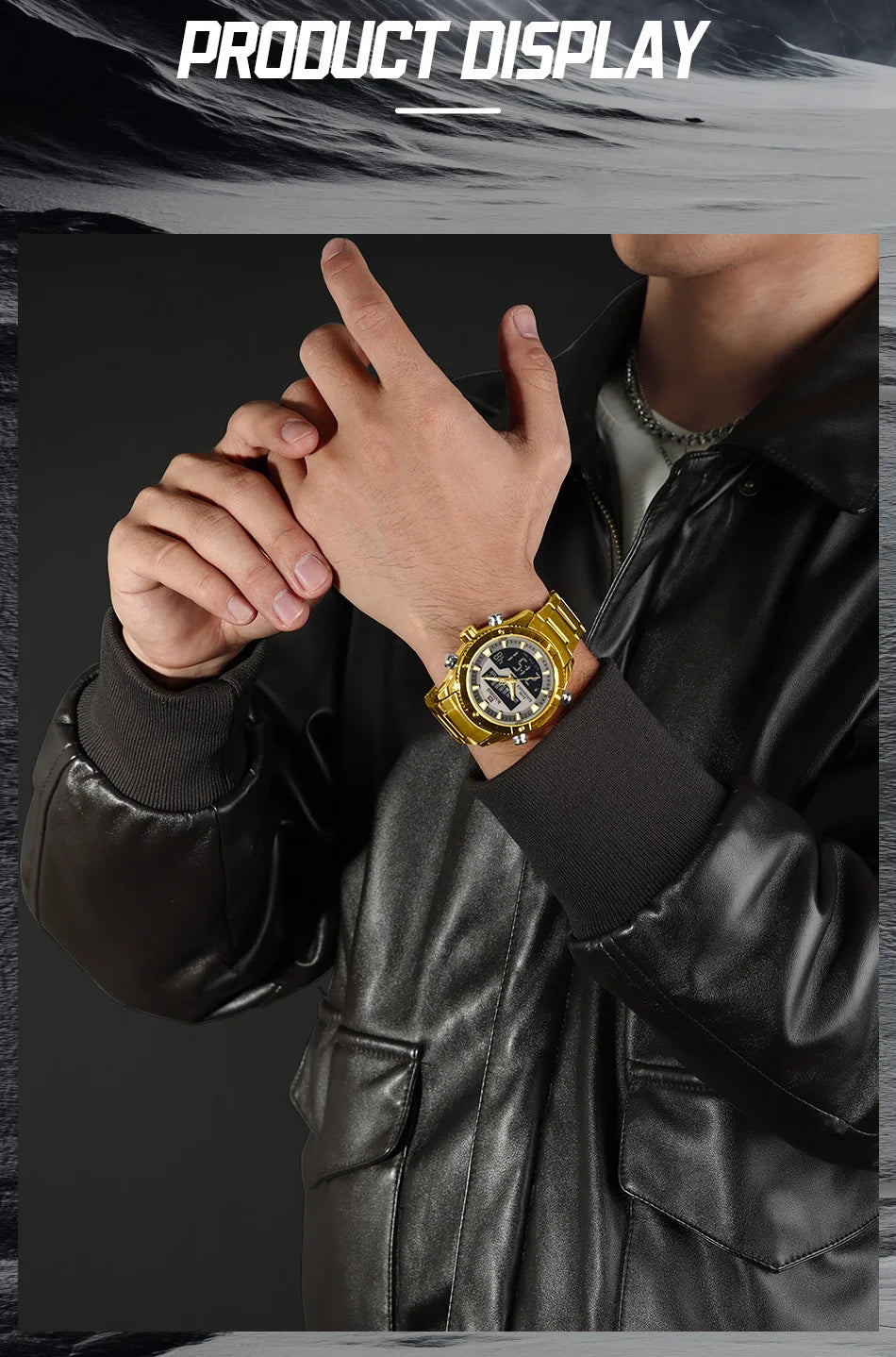 NAVIFORCE Brand Men's Watches Luxury Fashion Stainless Steel Quartz Chronograph Alarm Wristwatch for Male Water Resistant Sport