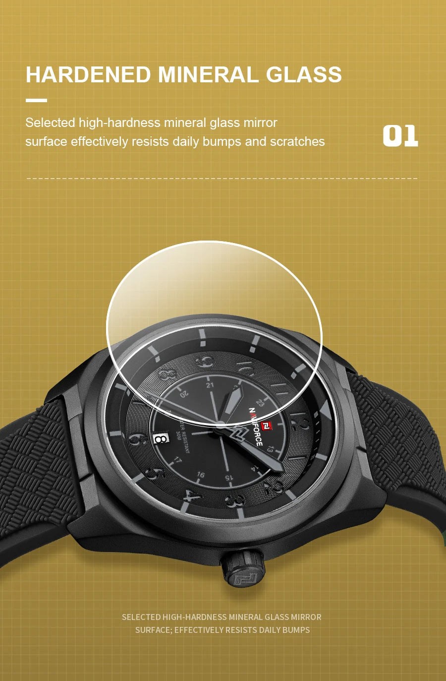 NAVIFORCE Men's Watch 30M Waterproof Quartz Calendar Silicone Strap Luminous Casual Sport Simple Fashion Man Wristwatch Gift Box