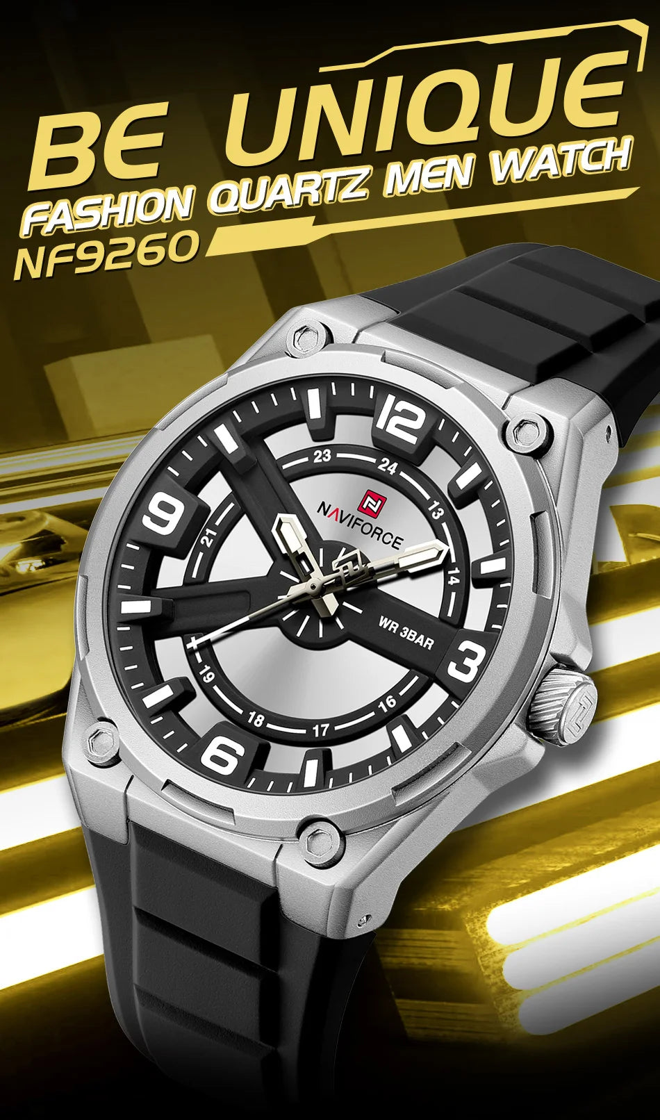 NAVIFOCE Luxury Business Men Watch Sport Men Watch Waterproof Quartz Clock Man Wheel dial WristWatch Relogio Masculino Silicone