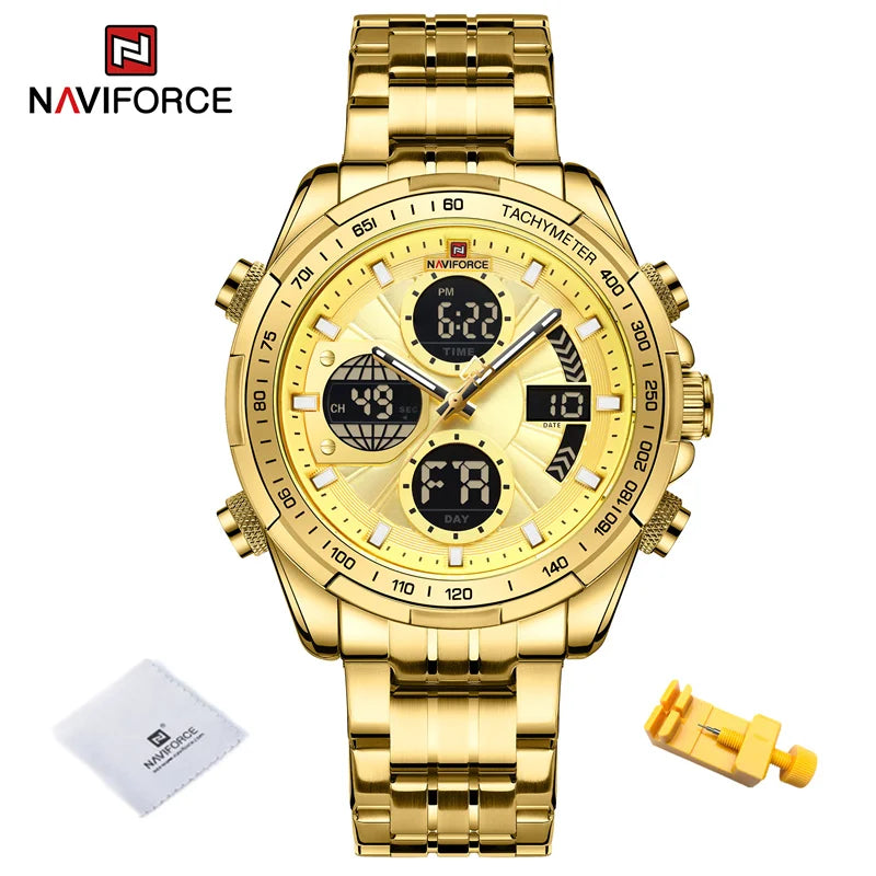 NAVIFORCE Men's Military Watch Multifunction Chronograph Sports 3ATM Waterproof with Alarm Day And Date Display Male Gifts Clock