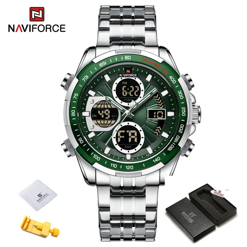 NAVIFORCE Men's Military Watch Multifunction Chronograph Sports 3ATM Waterproof with Alarm Day And Date Display Male Gifts Clock