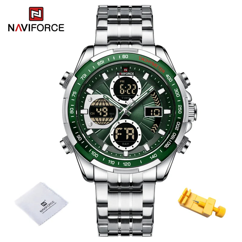 NAVIFORCE Men's Military Watch Multifunction Chronograph Sports 3ATM Waterproof with Alarm Day And Date Display Male Gifts Clock