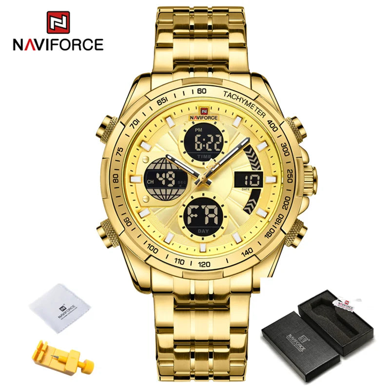 NAVIFORCE Men's Military Watch Multifunction Chronograph Sports 3ATM Waterproof with Alarm Day And Date Display Male Gifts Clock